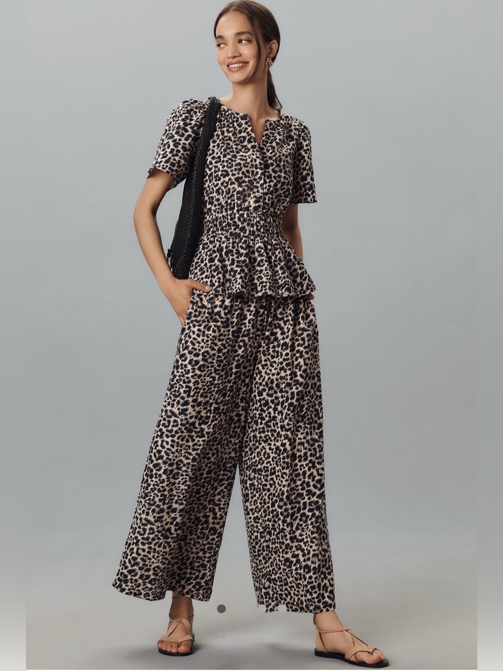 Anthropologie somerset wide leg pants leopard print